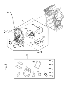 Crankcase Cover/Sump Group Diagram and Parts List for 61G277-0008-J1 400000 - 699999 Briggs and Stratton Engine